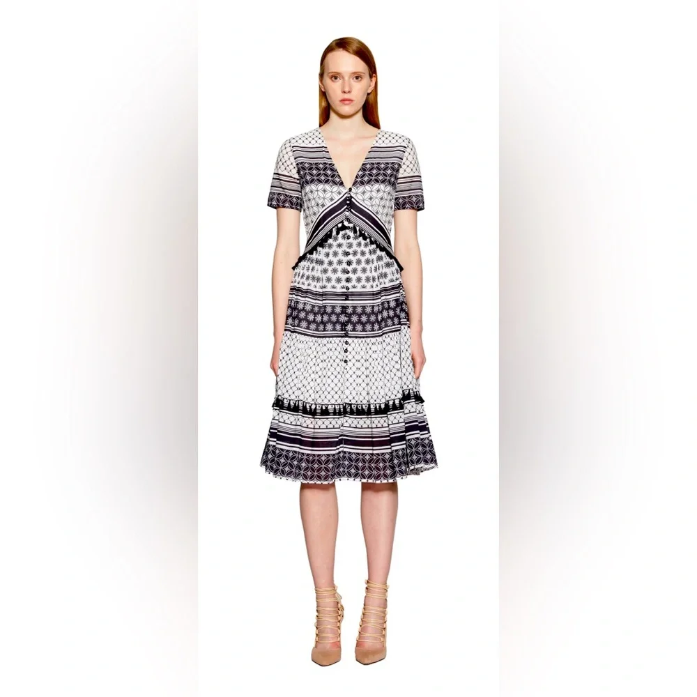 ANTHROPOLOGIE x AIJEK Pias Short Dress Tassel Cotton Bohemian Dress - Picture 1 of 12